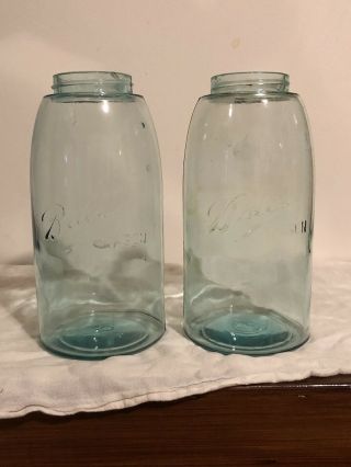 2 Half Gallon Ball 3 - L Triple L Mason Fruit Canning Jars Amber Swirl Vintage