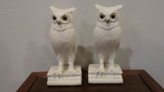 Boehm Bisque Porcelain Owl Bookend Figurines
