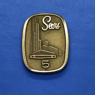 Sears Tower 5 - Year Employee Service Award 1/10 10k Gold Pin Back Badge