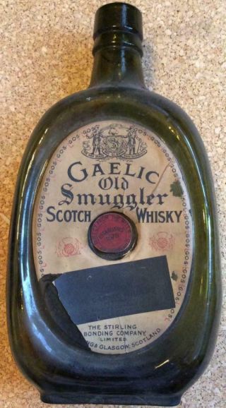 Bottle Only Gaelic Old Smuggler Scotch Whisky Stirling & Glasgow 1920s