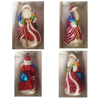 Christopher Radko Patriotic Ornament Santa Limited Edition 8.  5 " Comes