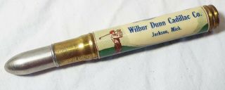 Old WILBUR DUNN CADILLAC CO.  Jackson,  Michigan Advertising Bullet PENCIL Golfer 2