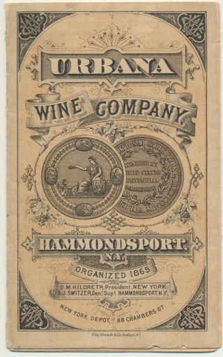 Folded Brochure Urbana Wine Co.  Hammondsport Ny 1876 Centennial Worlds Fair