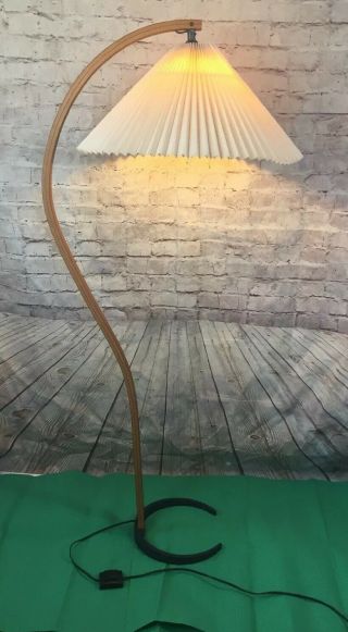 Vintage Mid Century Danish Modern Teak Bentwood Mads Caprani Arc Floor Lamp 70 