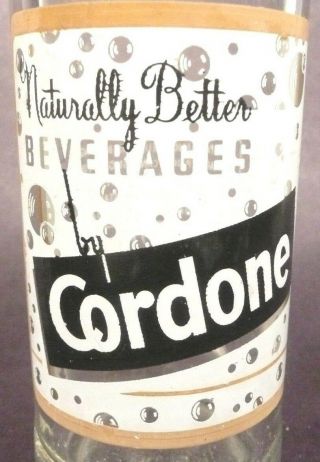 Vintage Acl Soda Pop Bottle: Cordone Of Gloversville,  N.  Y.  - 7 Oz Acl