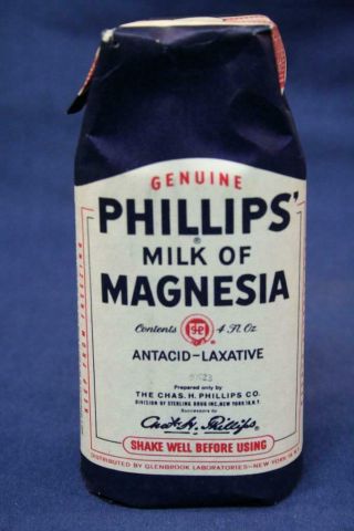 Vintage Cobalt Blue Glass Bottle Phillip’s Milk Of Magnesia In Paper