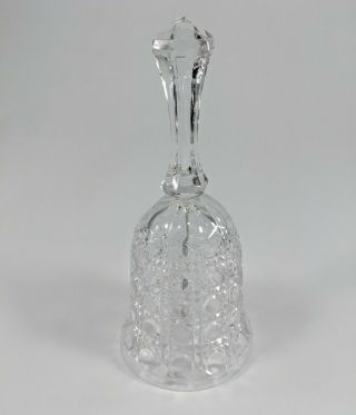 Vintage Pressed Crystal Glass Bell 7 " Tall X 3 " Clear Ring Sound