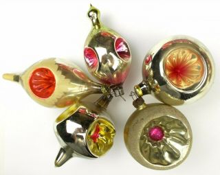 5 Old Vintage Russian USSR Silver Glass Christmas Tree Ornaments Deco Lanterns 2