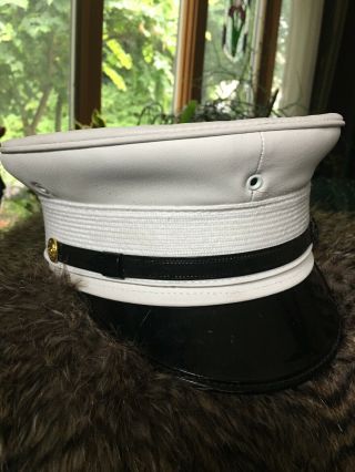 Vintage Fd Fireman White Dress Hat Size 7 3/8 Uniform Nos Usa Union Made