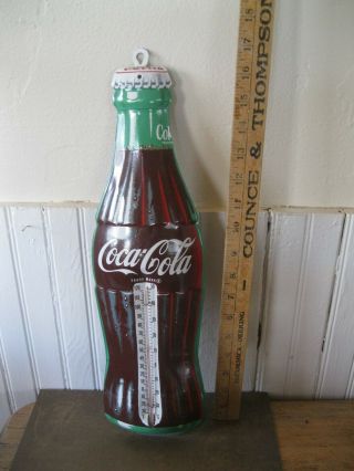 Vintage Coke Thermometer 1960 - Usa - Embossed Tin - - 17 " - No Dents Or Damage