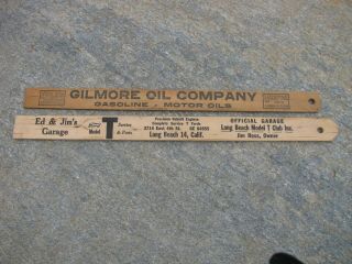 2 Ford Model T Fuel Dip Stick 1 - Gilmore Oil Gilco Gas Tank Measuring Sticks