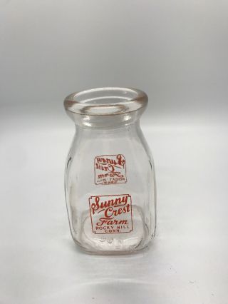 Vintage Half Pint Milk Bottle - Sunny Crest Farm,  Rocky Hill,  Conn.