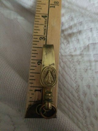 † Hard To Find Vintage " Immaculate Mary " Habit Belt Clip For Rosary 2 1/2 " †