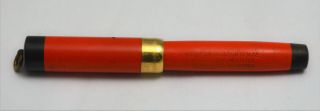 Vintage 1920s Morrison Red Hard Rubber Fountain Pen.  Fills & Writes.  18k Gf Band