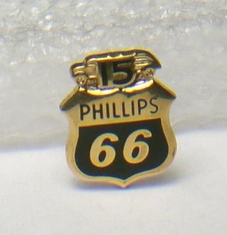 Vtg.  Phillips 66 Gas/oil Co.  1/10 10k Emblem 15 Yr.  Employee Award Tie/lapel Pin