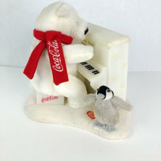 Vintage Coca Cola Coke Polar Bear Playing Piano Penguin Battery Powered Snow