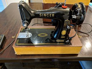 Vintage Singer 99k Portable Electric Sewing Machine Black Gold