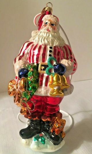 Christopher Radko Tall Santa Ornament - 2000 - Ring In The Holiday - Ltd Ed - 9 "