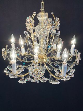 1990s Vintage Schonbek Swarovski Crystal Primrose 5863 Chandelier 10 Light