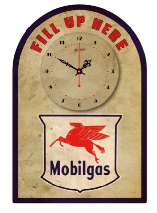 Mobilgas Vintage Tin Sign Clock Retro Style