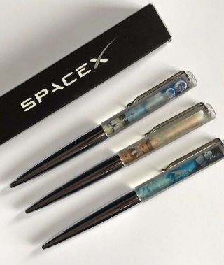 Spacex Floaty Three Pen Set: Falcon Landing,  Dragon Docking,  And Mars Landing