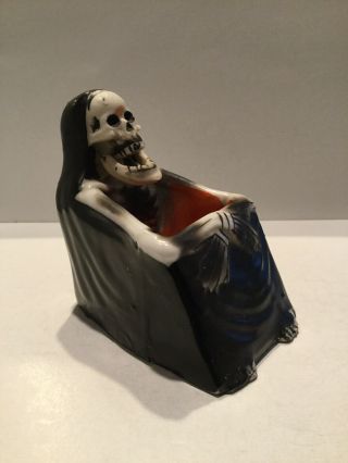 Vintage 1950s Halloween Oddity: Grim Reaper Skeleton Bobble Jaw Ashtray