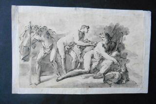 Italian - Neapolitan School 18thc - Mytholobgical Scene By Mondo - Ink Drawing
