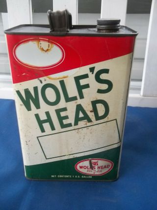 Vintage Wolfs Head 1 Gallon Steel Oil Can