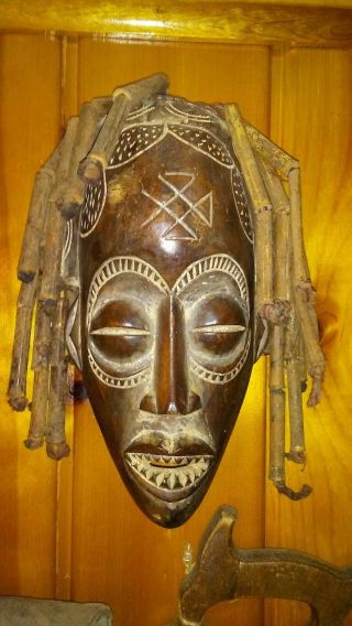 Vintage African Hand Carved Wooden Tribal Face Mask
