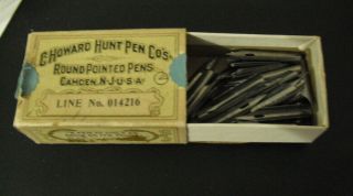 Vintage Box Of Howard Hunt Pen Co No 21 Round Points Nibs