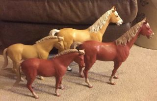 Vintage Marx Plastic Toy Horses,  Two 13 1/2” X 14 1/2” Two 9 1/2”x 12”