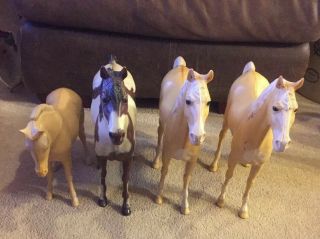 Vintage Marx Plastic Toy Horses,  Three 13 1/2” X 14 1/2” One 9 1/2”x 12”