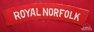 British Army Royal Norfolk Regiment Cloth Shoulder Flash (13336)