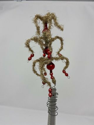 Victorian German Tinsel Feather Tree Topper Glass Fountain Style