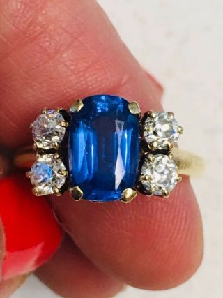 Vtg Antique 14k Gold Sapphire Diamond Engagement Cocktail Ring - Repair Stunning