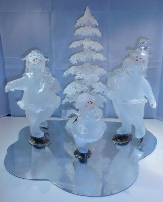 2002 Grandeur Noel Collectors Edition Acrylic Snowman Family Mirror Tree
