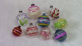 11 Vintage Hand Painted Wwii Era Unsilvered Christmas Ornaments Various Colors