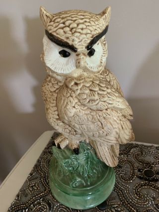 Beige Large Ceramic Owl On Pedestal 12 " Tall Byron Mold