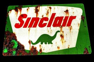 Nostalgic Sinclair Gas Oil Station Aluminum Metal Sign Dino Dinosaur 12x18