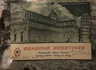 Vintage Wwii Christmas Greeting Card Peninsular Base Section Italy