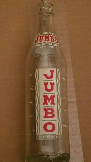 Jumbo Soda Bottle.  12 oz.  Rocky Mount North Carolina 1966 2