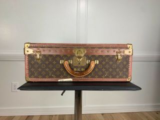 Louis Vuitton Alzer 60 Vintage Monogram Trunk Suitcase Great Patina