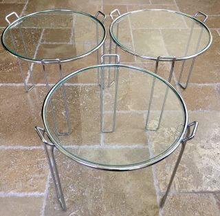 Saporiti Italia Chrome & Glass Nesting Tables,  Retro,  Mcm,  Vintage,  Collectible