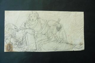 Italian Neoclassical School 18thc - Religious Figure - Charcoal Drawing