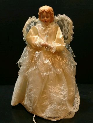 Vintage Lace Christmas Tree Topper Porcelain Angel Light Up T53