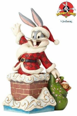 Looney Tunes By Jim Shore Up On The Roof Top Santa Bugs Bunny Statue