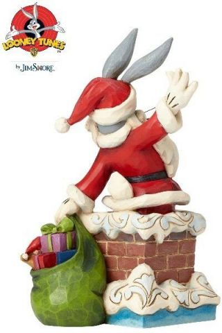 Looney Tunes by Jim Shore Up on the Roof Top Santa Bugs Bunny Statue 2