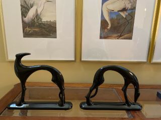 Set Of 2 Royal Haeger Black Greyhound Dogs Sculptures Art Deco Vintage