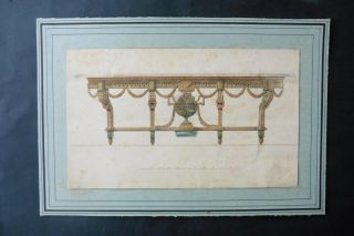 French School Ca.  1860 - Design Side Table In Napoleon Iii Style - Watercolor