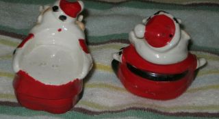 Vintage 1960 ' s Kreiss Ceramic Christmas SANTA Salt & Pepper SHAKERS 2
